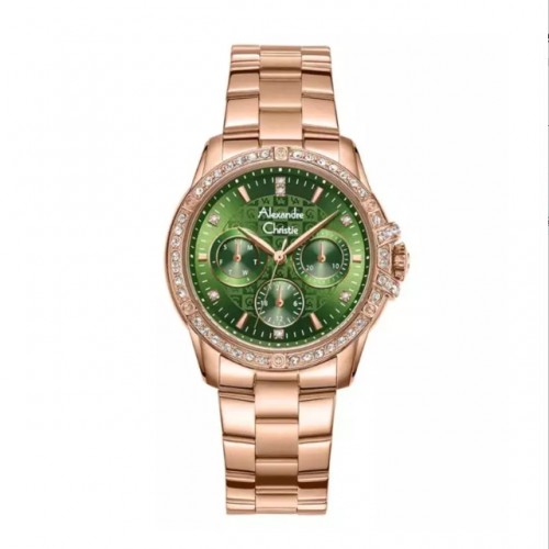 Alexandre Christie AC 2C26 Rosegold Green Steel BFFRGGN